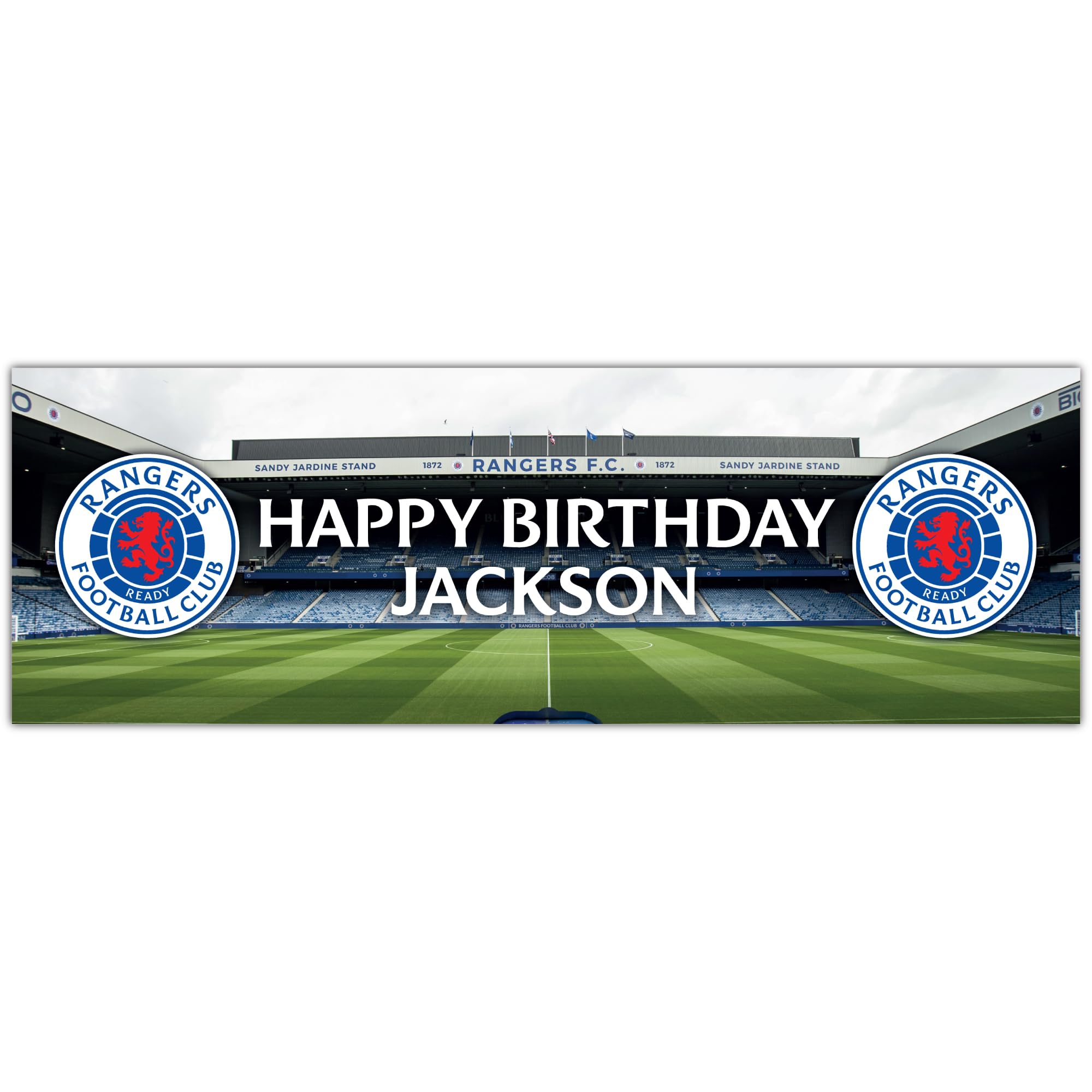 Rangers Birthday - Personalised Football Banner Wall Sticker (90cm width x 30cm height)