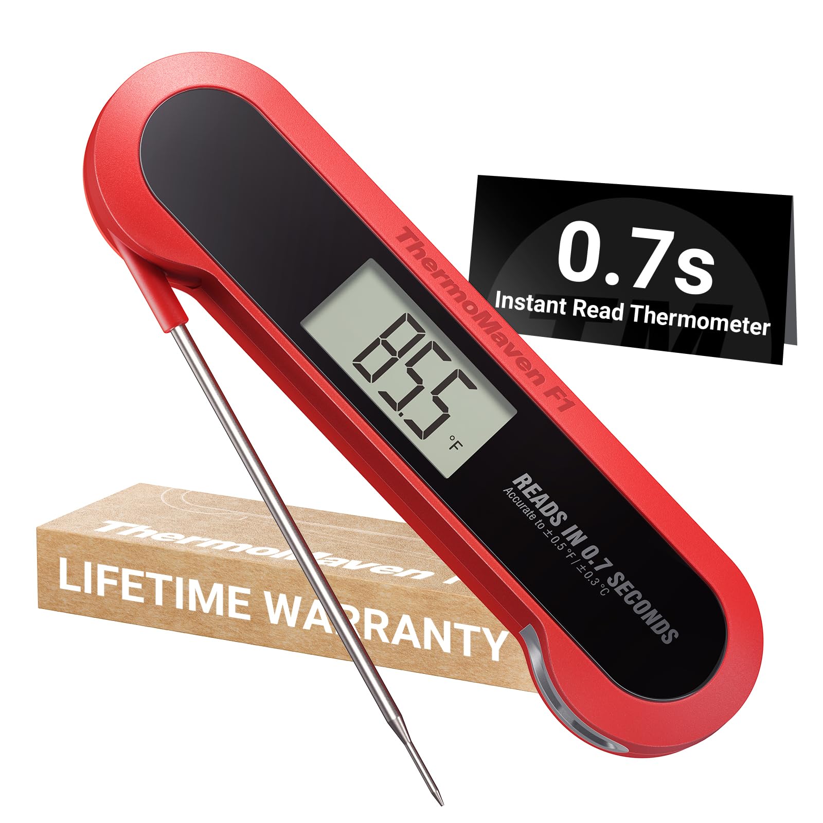 ThermoMaven Professional Meat Thermometer Digital, 3X Faster (0.5sec) Instant Read with High Accuracy(±0.5°F), IP67 Waterproof & Backlit for Grill, BBQ, Oven, Smoker, Kitchen, Certified by NSF & NIST