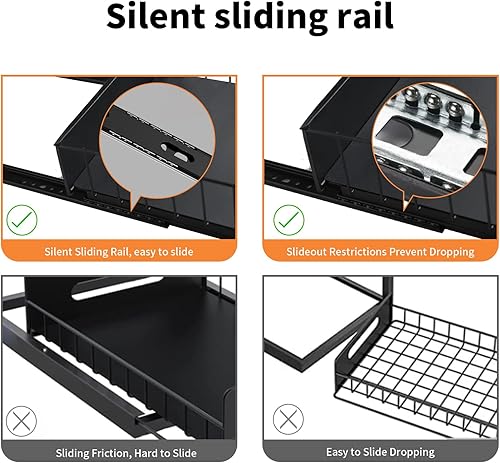 Miniatura 5 de Organizador para debajo del fregadero, organizador ajustable de 2 niveles con ganchos, estante deslizante para debajo del gabinete, organizador