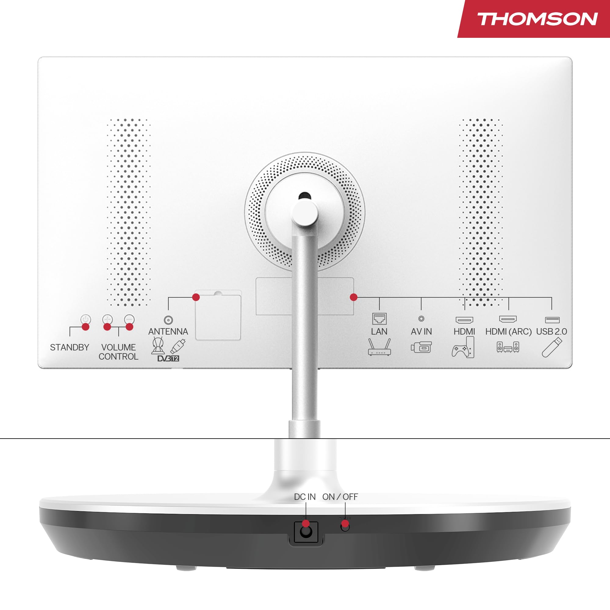 THOMSON 32 Pulgadas (81 cm) Go TV, Televisor Android Portátil – HD Ready (1366x768), Control por Voz, Bluetooth 5.1, Wi-Fi, Función de Punto de Acceso, hasta 4 Horas de Autonomía - 32HA4M44
