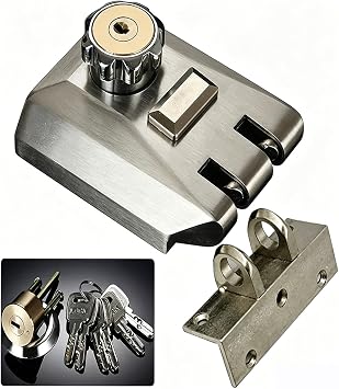 Heavy Duty Keyed Gate Lock,Double Bolt Entry Gate Lock | Anti-Theft Security Gate Latch Lock for Backyard, Garden, Shed, Barn Side Door with 5 Keys