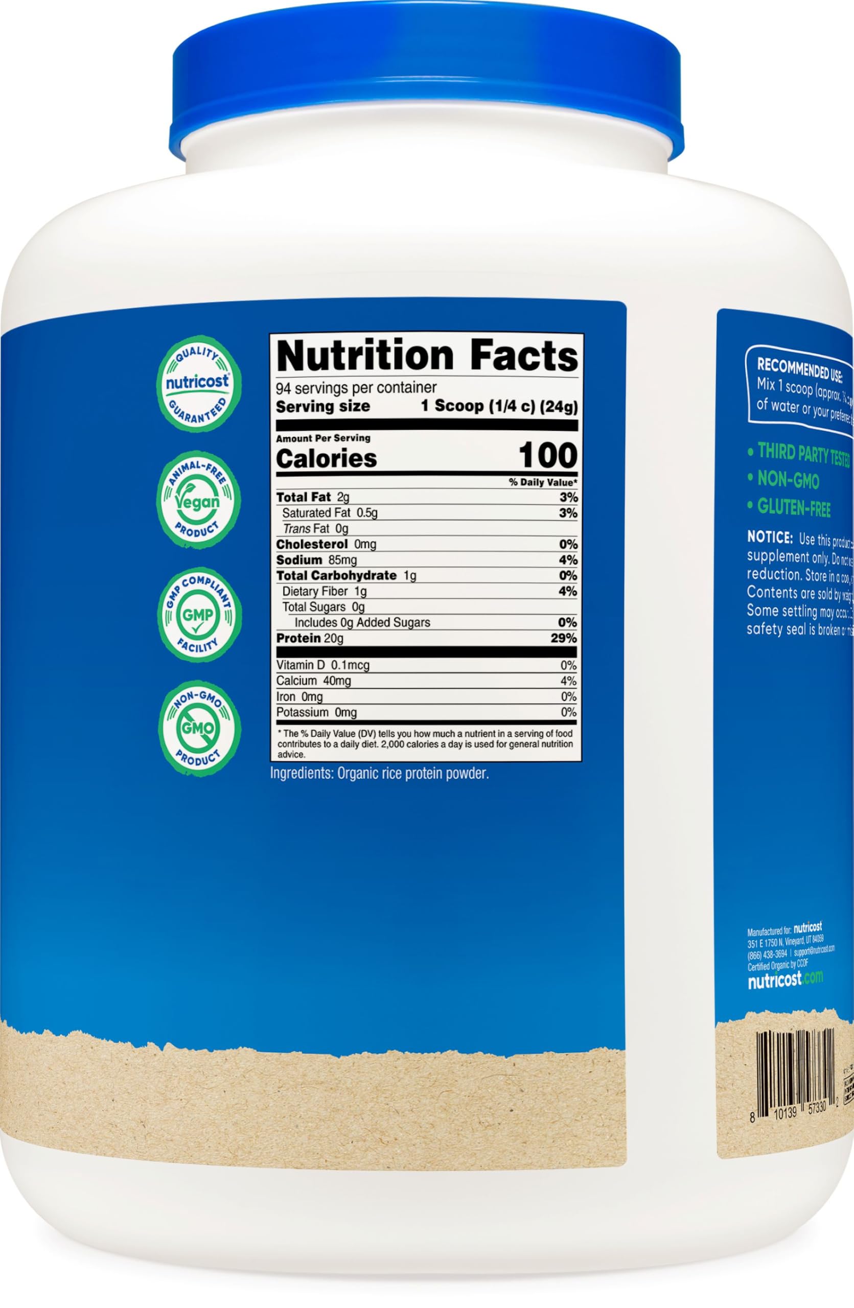 Nutricost Organic Rice Protein Powder (5 LB) from Brown Rice, Gluten-Free — Amazon image 5