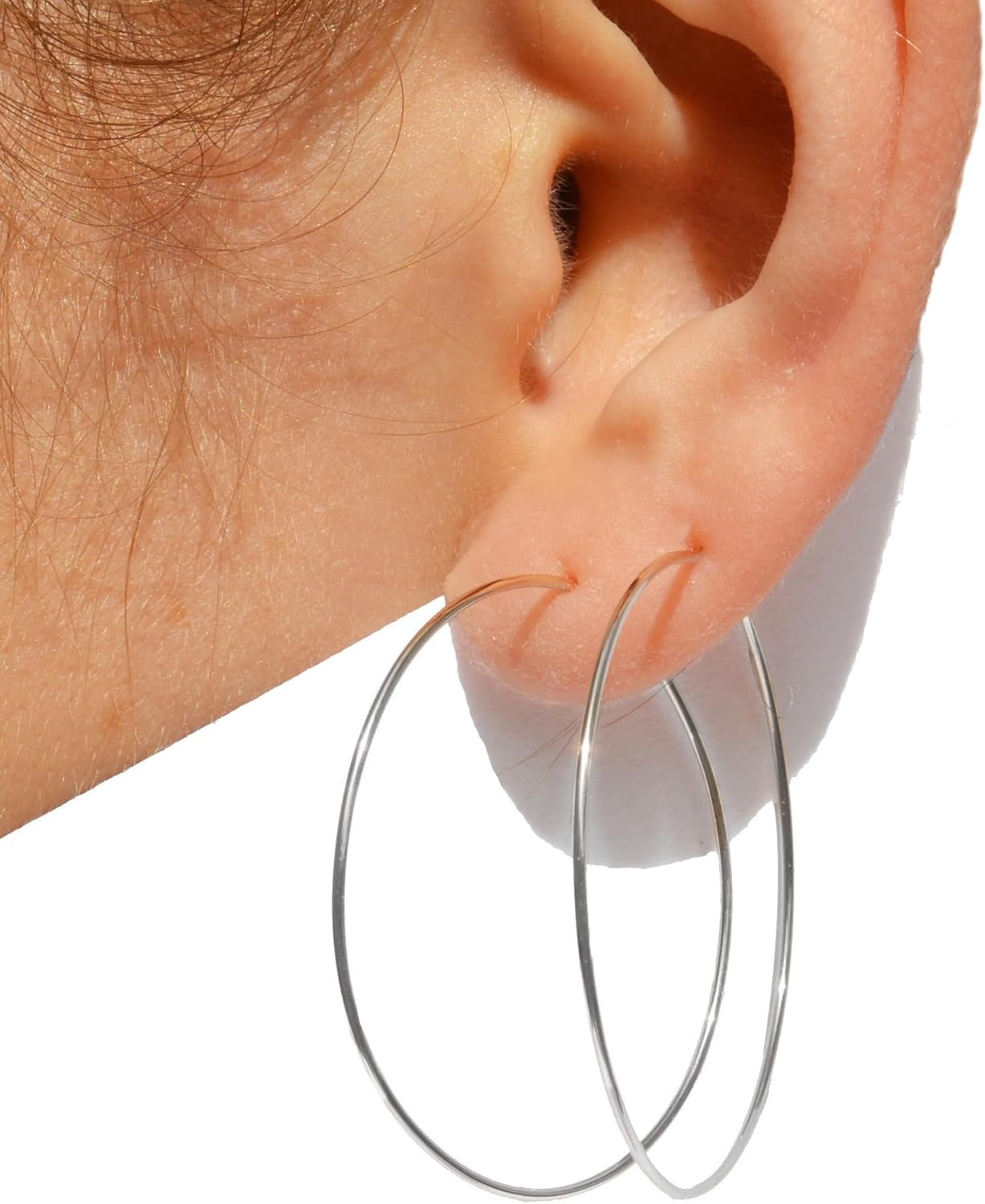 Solid Sterling Silver Hoops | Earrings Medium Thin Silver Hoop Earrings for Women 925 Real Sterling Hoops Thin Sleeper Endless Wire Earrings for Sleep Small Tiny Huggie Dainty | Handmade in FL