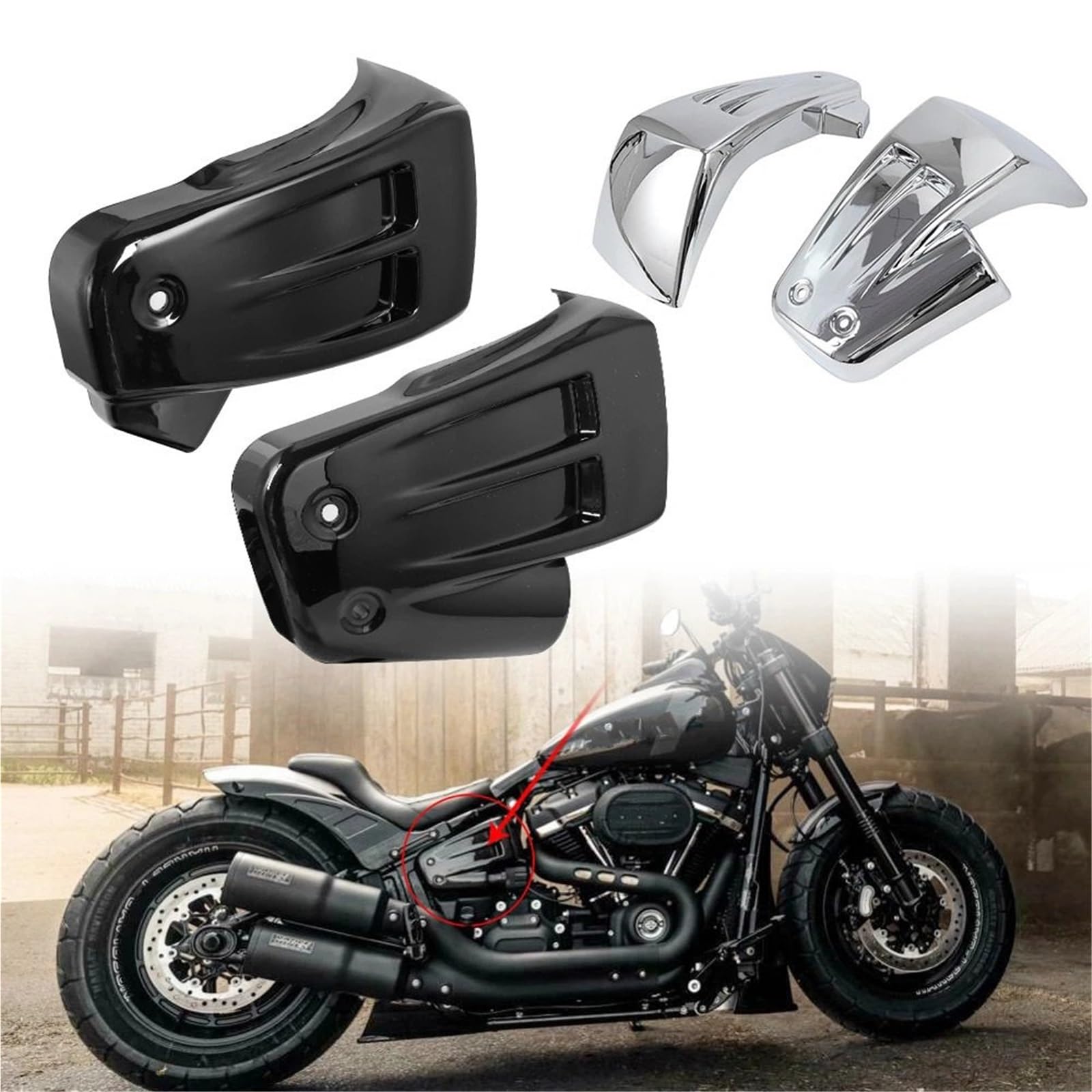 otorcycle Battery Side Fairing Cover Panel Protect Osłona owiewki akumulatora lewa i prawa motocykla pasuje do Harley M8 Softail FXFB FXFBS FAT BOB Sport Glide 2018-2022(Black)