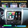 Radio de auto de 10 pulgadas doble DIN inalámbrica con Apple CarPlay y Android Auto, radio doble DIN con Bluetooth 5.0/Navegación/Control por voz/Mirror Link 5