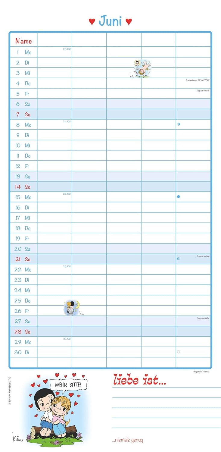 Alpha Edition - Liebe ist... Family Dates 2026 - Family Calendar 22 x 45 cm with 5 Columns & Monthly Overview, Lovingly Illustrated Family Planner & Appointment Calendar for Couples, Parents      Calendar – Wall Calendar, May 1, 2025