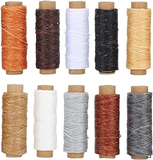 Fio encerado 10 peças, série Brown de costura de couro encerado fio de algodão encerado fio encerado para projetos de couro, encadernação