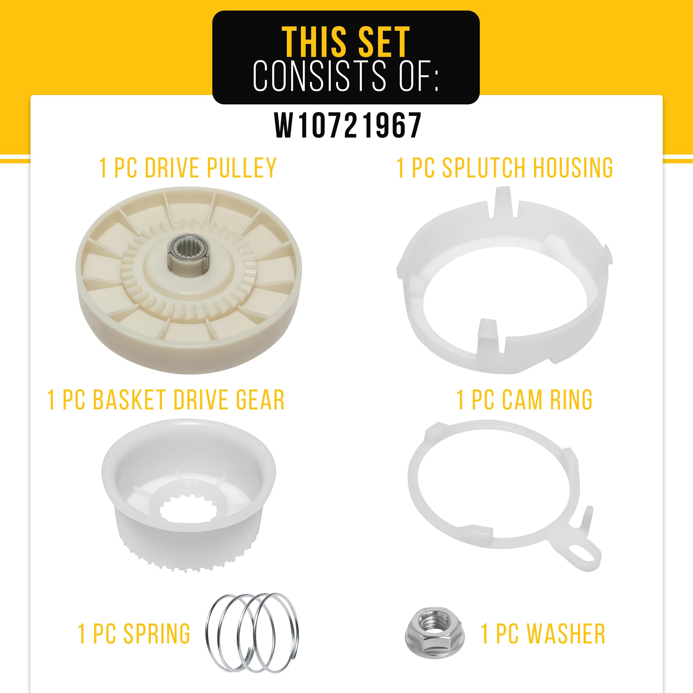 Amazon.com: PartsBroz W10721967 Washer Pulley Clutch Kit for