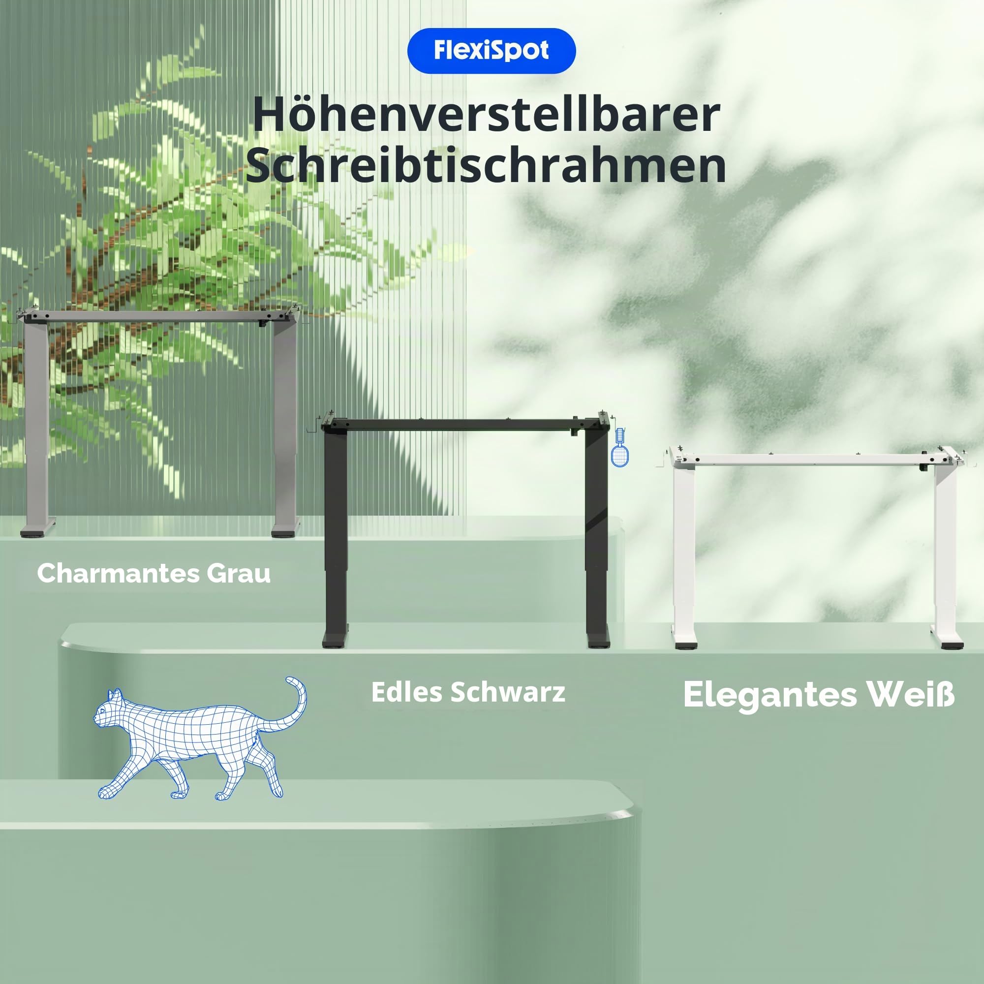 FlexiSpot Höhenverstellbarer Schreibtisch Gestell mit 2 Haken und Höhenmemory-Funktion & LED-Höhenanzeige, Elektrisch höhenverstellbare Tischbeine (Weiß)