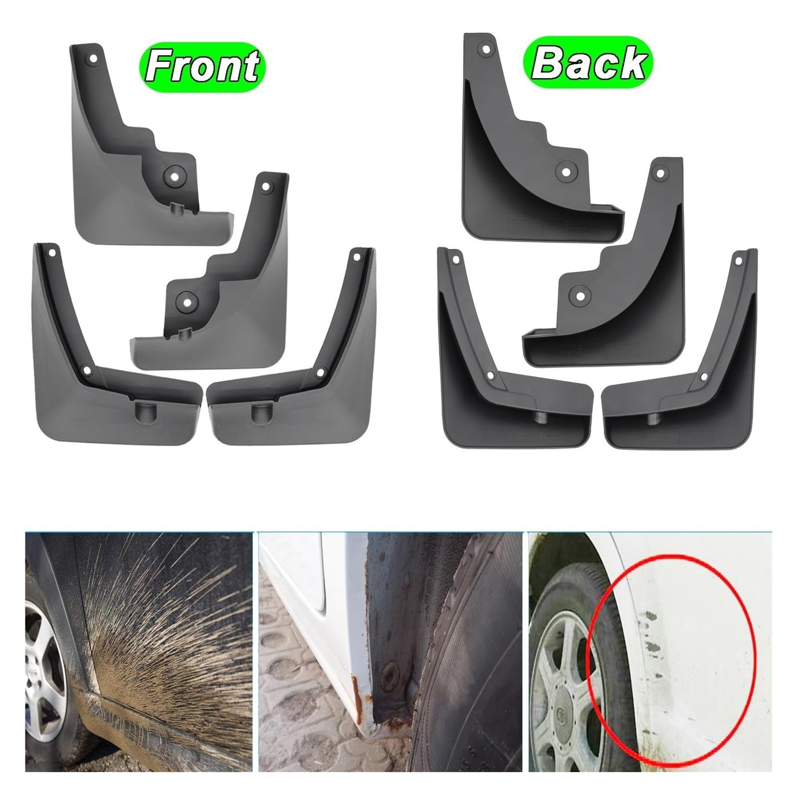 Mudflaps Compatible with SsangYong Ssang Yong Korando C300 Gen 4 2019 2020 2021 Mudguard Fender Mud Flap Guard Splash Car Styline Front Rear