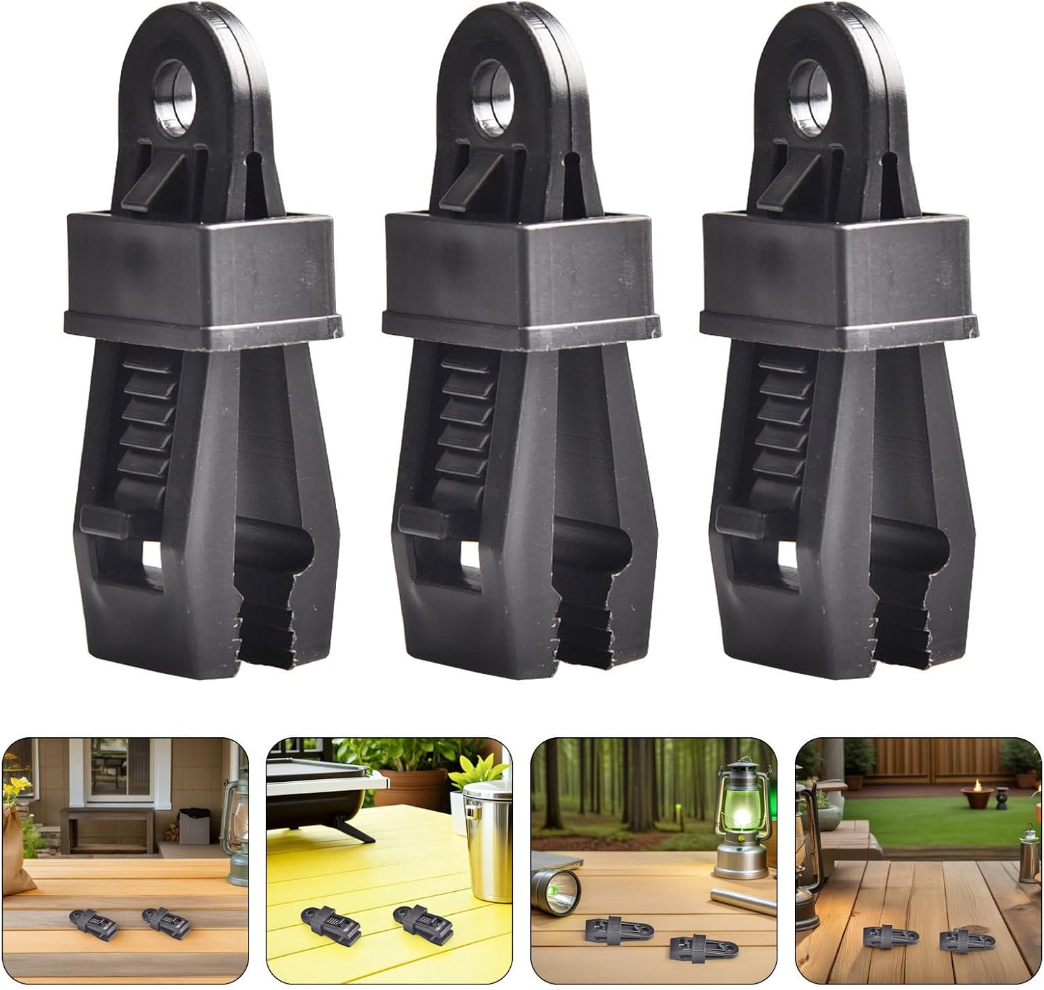 30pcs Tent Clip Set for Camping and Pool Cover, Black Plastic