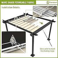 Vista 5 de FLORALEAF Toldo retráctil impermeable de repuesto para pérgola de 4 x 12 pies, con accesorios para cables, para patio, porche, garaje, terraza, toldo