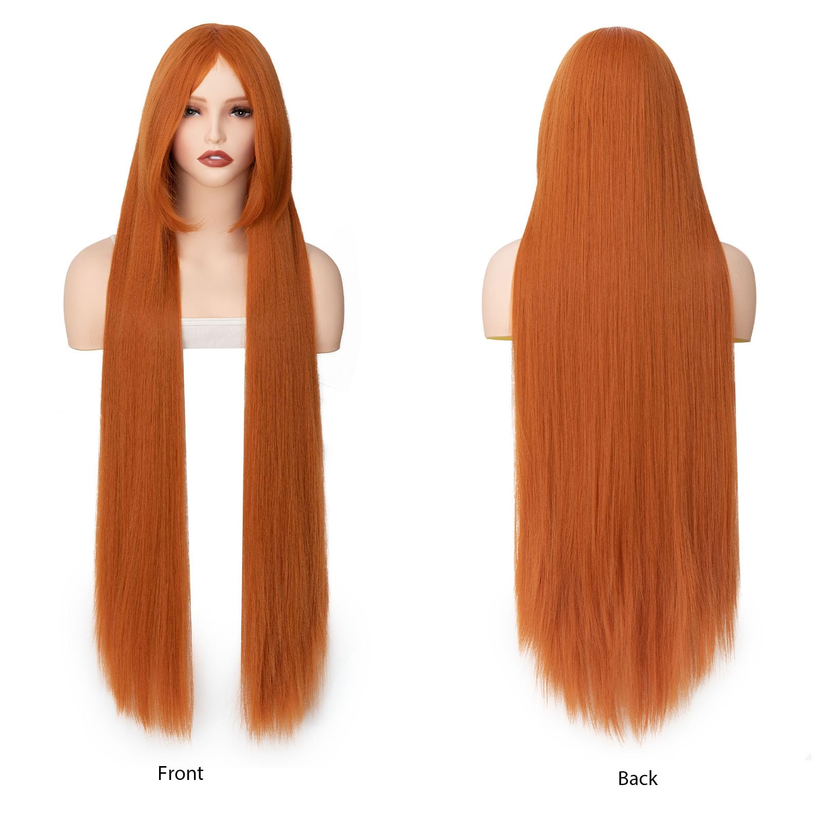 BUYOGET Long Ginger Wigs for Women 40Inch Straight Wig with Fringe for Costume Halloween Cosplay Anime Party - Image 2