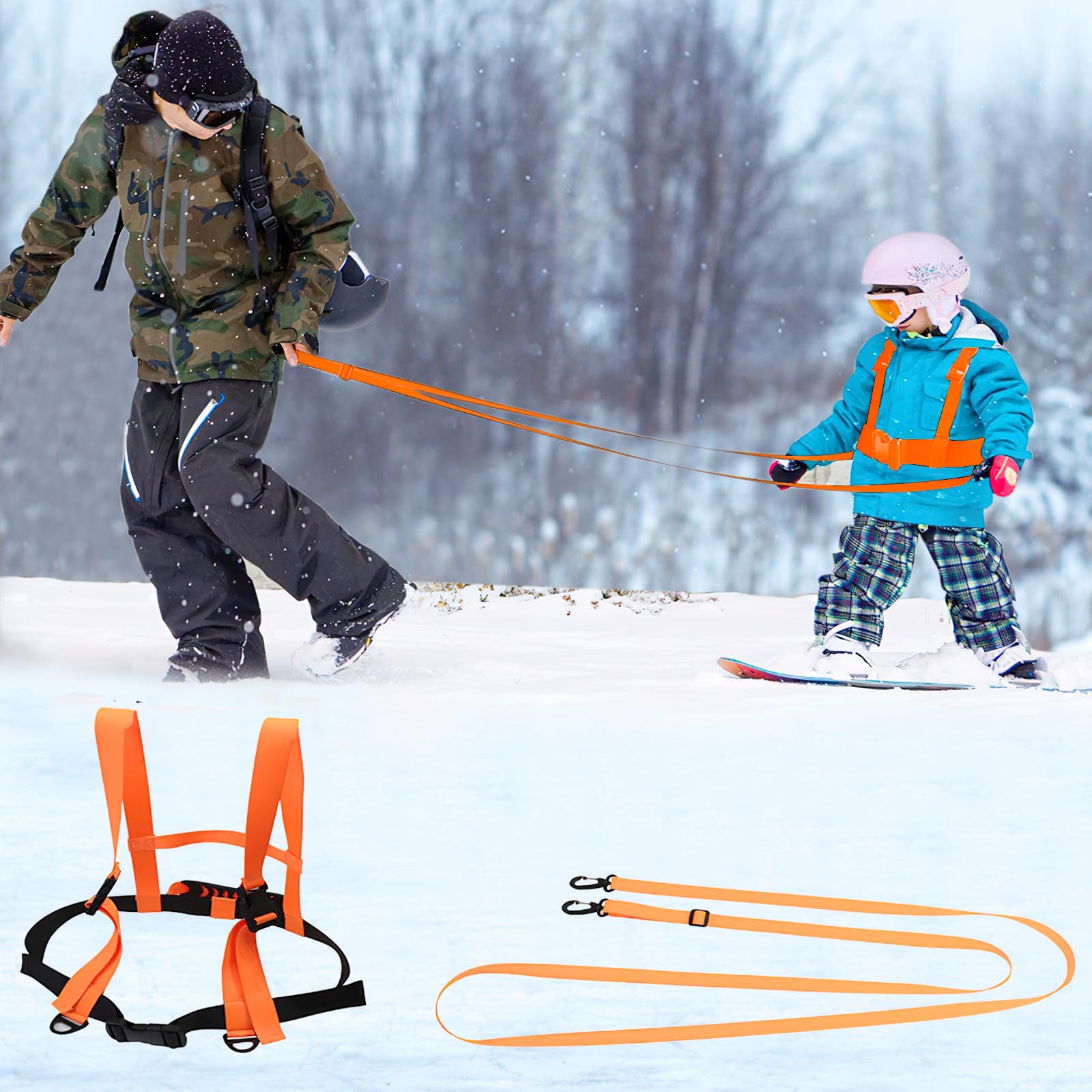 Ski und Snowboard Gurt für Kinder, Kinder Skigurt Ski Sicherheitsschultergurt Wiederverwendbarer Ski-Trainingsgurt Ski Zubehör Skigurtweste und Leine für Kleinkinder