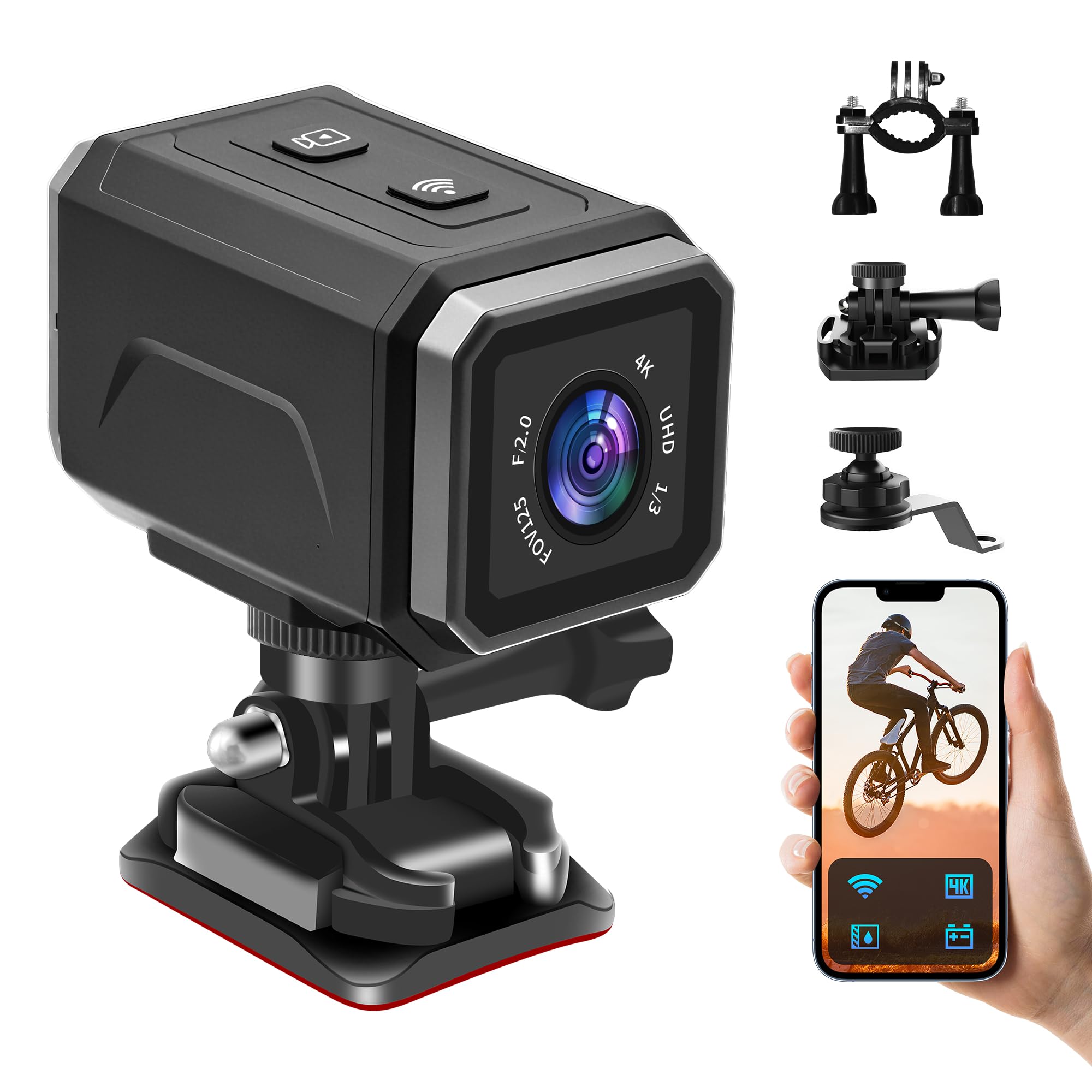 Motorcamera - Dubbele Fietsdashcam  Voor Achter  Met Full HD WiFi Ip69 Bescherming