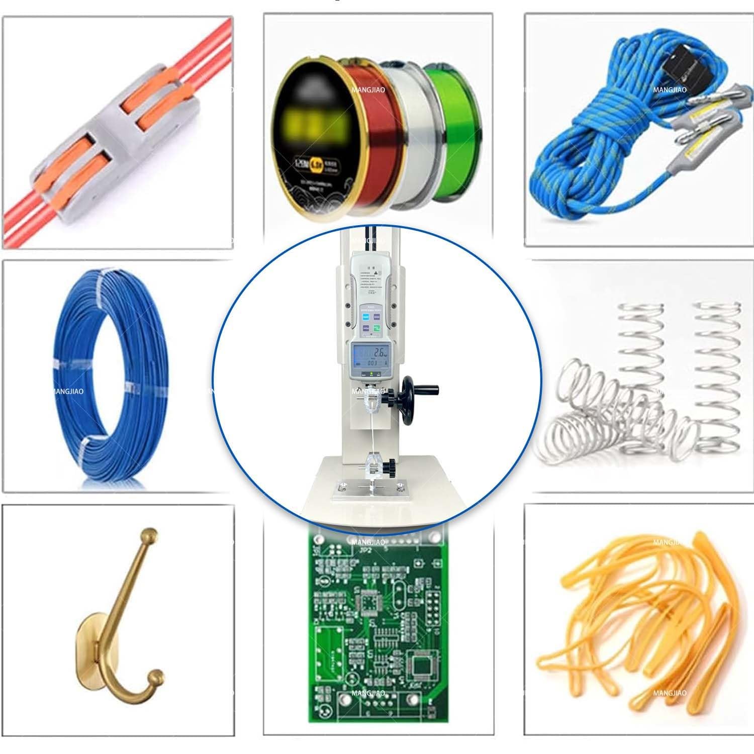 300mm Stroke Tensile Tester, Digital Force Gauge Combo, Allows Extended Travel for Elongation and Compression Tests. with Five Probes and Versatile Clamps, from Fishing(with Ruler,1000N)