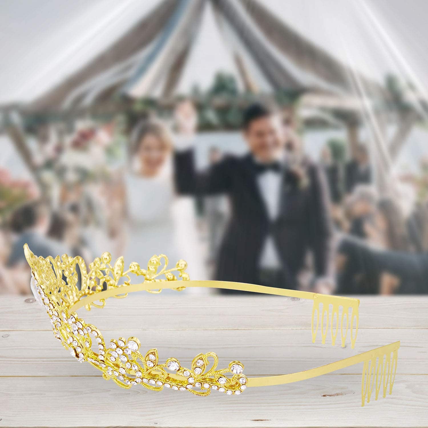Amazon.com : Crowns for Women, Vofler Gold Tiara Crystal  display picture 1