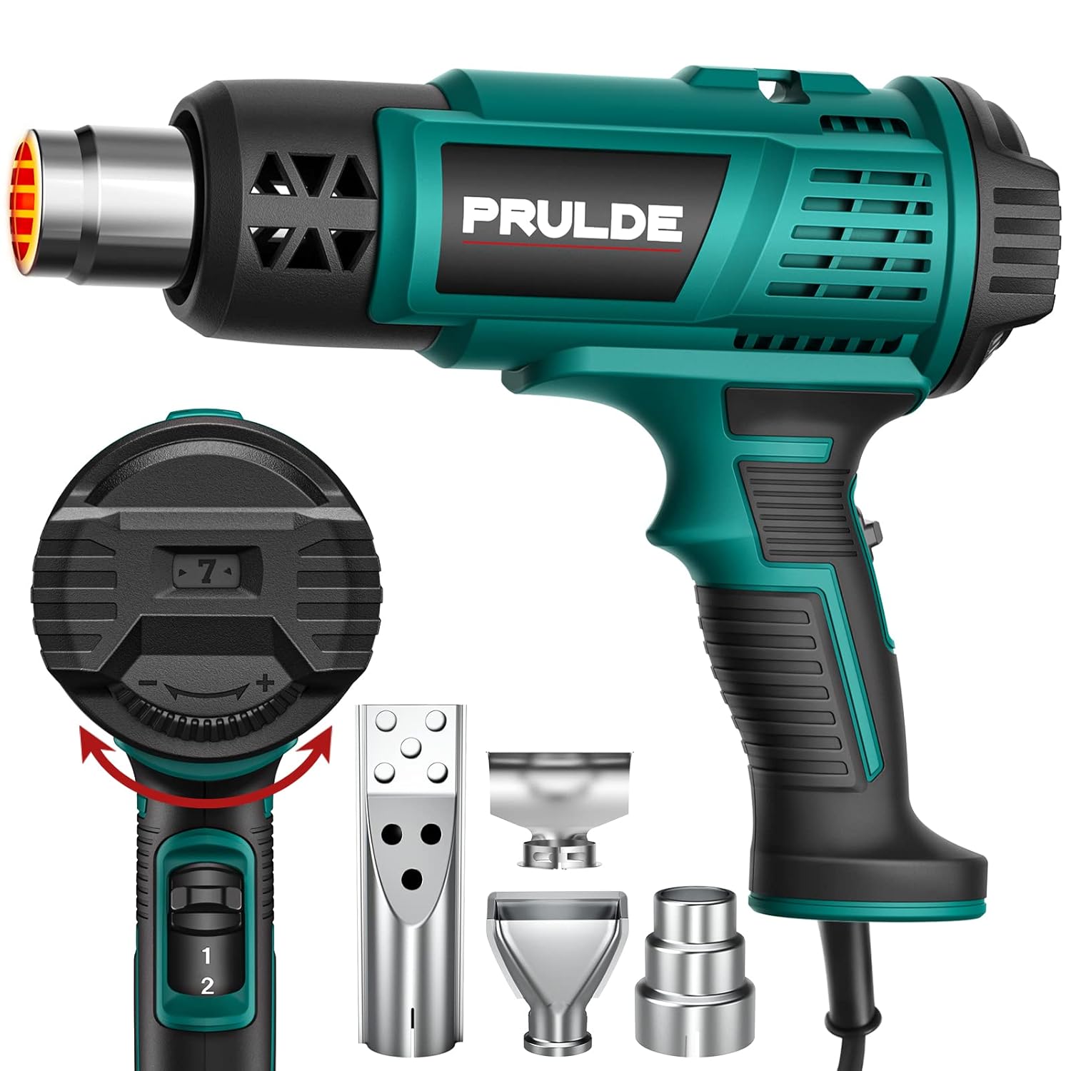 PRULDE Heat Gun - Variable Temperature Settings Hot Air Gun with 6 56Ft UL Cord for Vinyl Wrap
