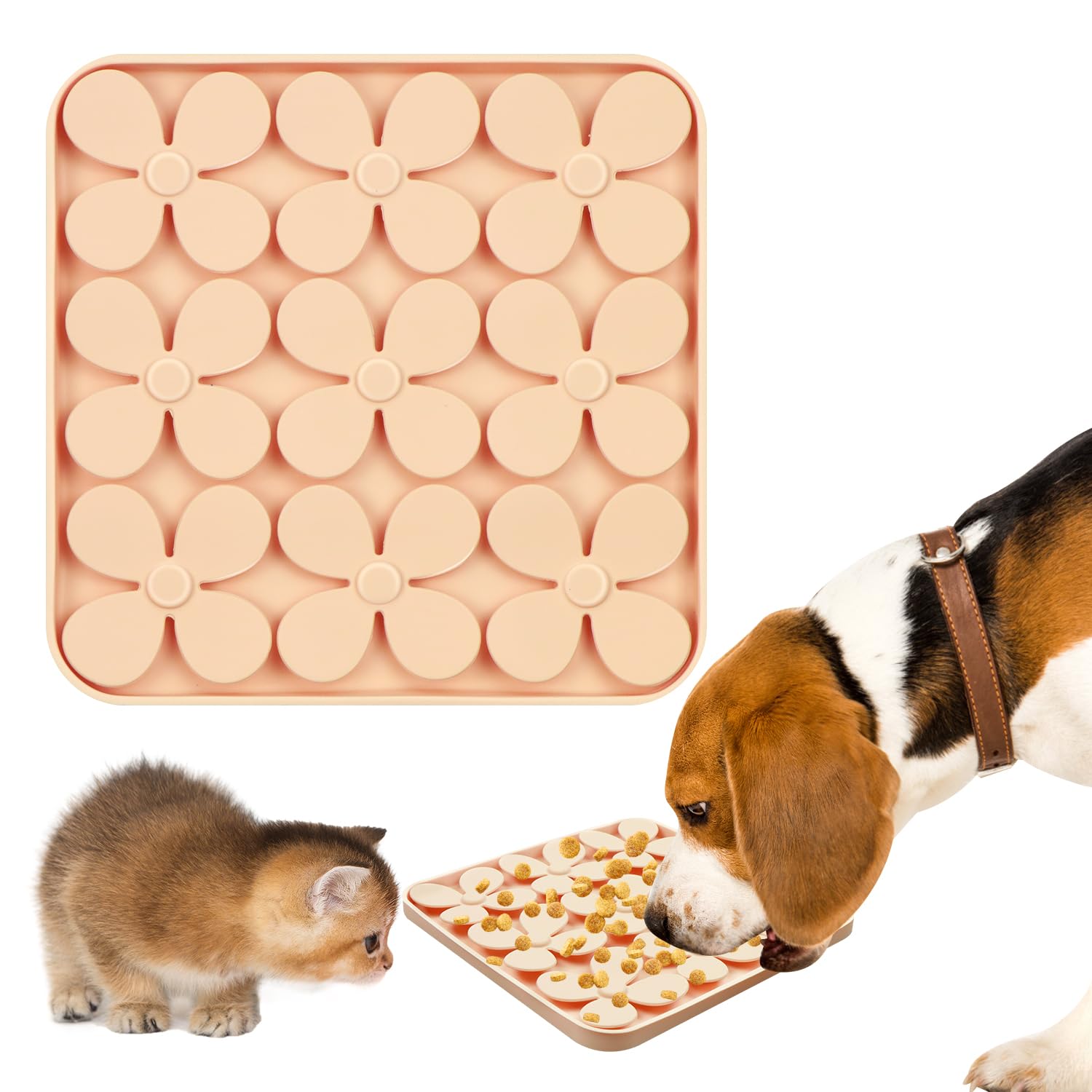 Comedero Gato Antivoracidad Silicona, Comedero Perro Antivoracidad con Ventosa, Comedero Antivoracidad Gato, Comedero Antivoracidad Perro, Plato Perro, Comedero Perros, Beige, 1 Pieza