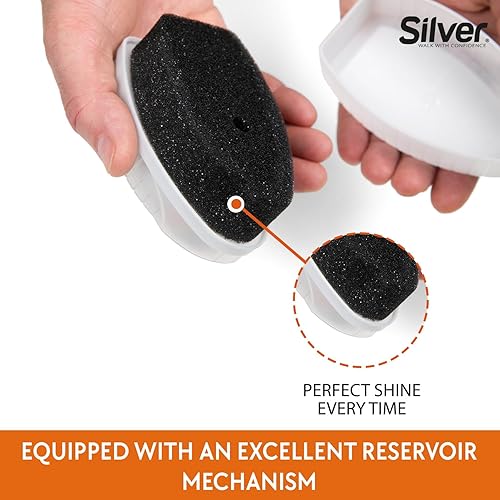 Miniatura 2 de Silver Express Shoe Shine Sponge - Esmalte de zapatos instantáneo para zapatos, botas y más, abrillantador de zapatos rápido y fácil, 0.2 fl oz