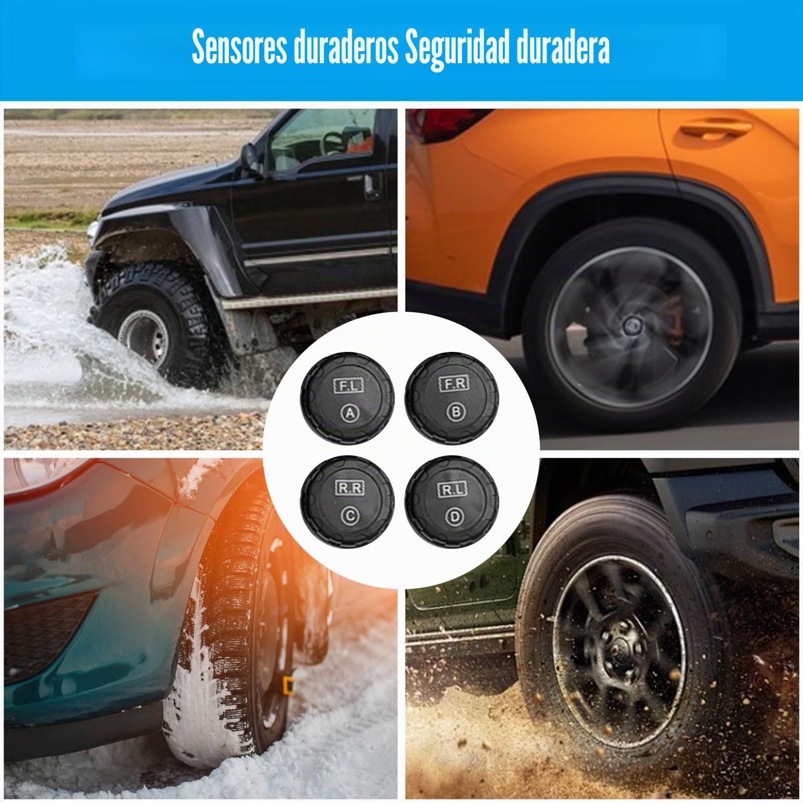 Sistema de monitoreo de presión de neumáticos, sistema inalámbrico TPMS de presión de neumáticos, 6 modos de alarma, brillo de pantalla ajustable y ángulo de monitor para RV, SUV, MPV, camión, sedán