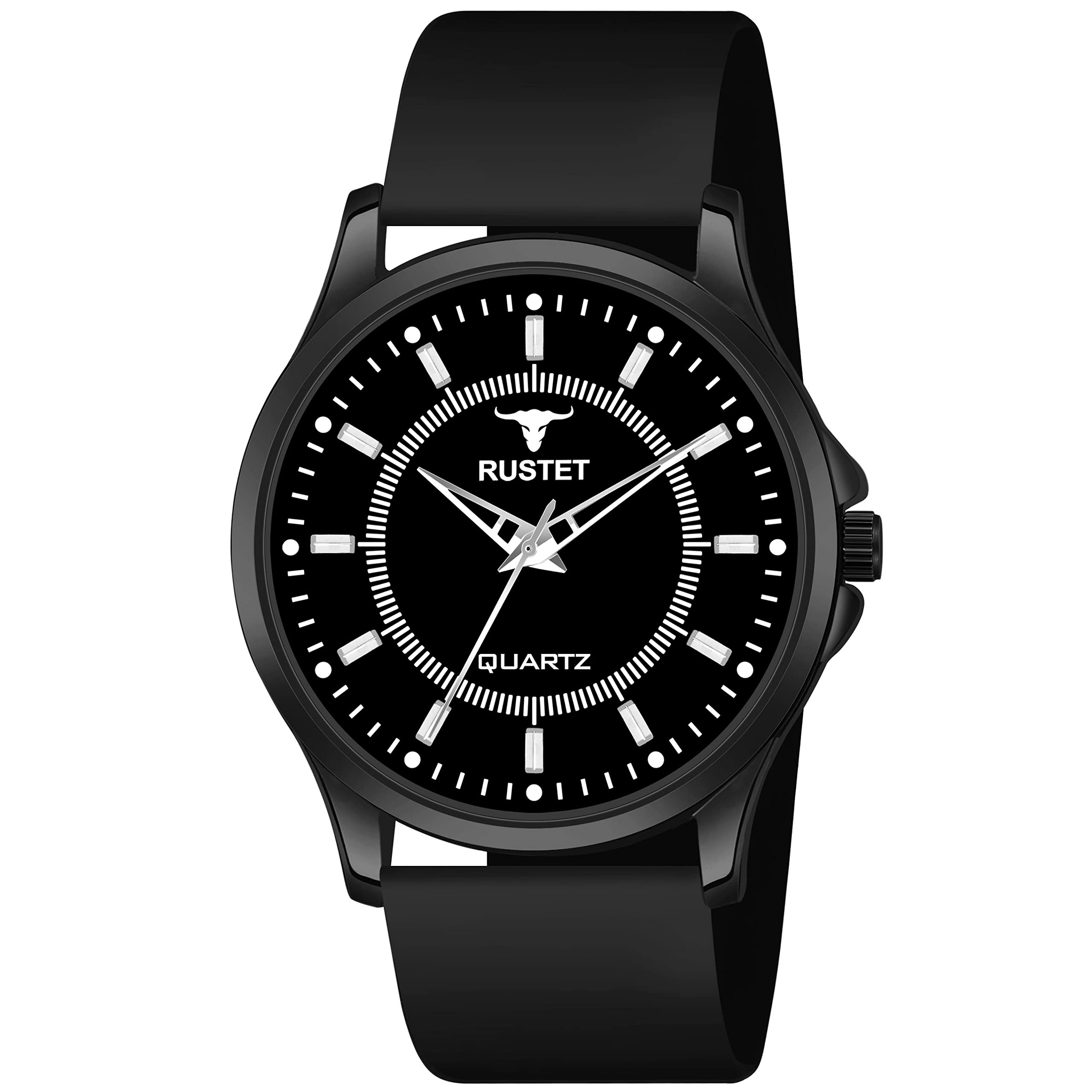 RUSTET Analogue Mens Black Silicone Strap Watch (Black Round Dial Black Strap,LD72-BK) (B0C1GP4ZXV) Amazon Price History, Amazon Price Tracker