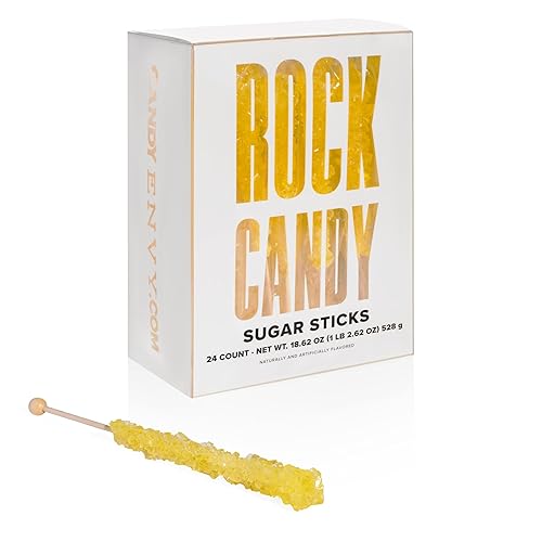 Miniatura 8 de Candy Envy Palitos de cristal de caramelo de roca amarilla de 130 unidades con sabor a limón