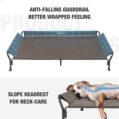 Miniatura 2 de Veehoo Cama elevada refrescante para perro, cama elevada para perro, base de cama para perro a prueba de mordeduras con malla Teslin lavable y
