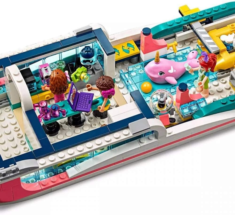 LEGO Friends Rescue Mission Boat 41381 Toy Boat Building Kit with Mini Dolls and Toy Sea Creatures, Rescue Playset Includes Narwhal Figure, Treasure Box and More for Creative Play (908 Pieces)