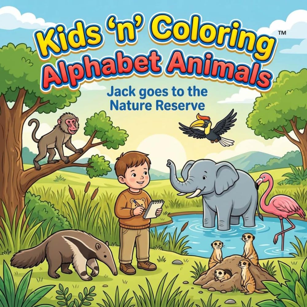 Kids ‘n’ Coloring: Alphabet Animals – Jack Goes to the Nature Reserve: ABC Coloring Book for Toddlers Ages 3+, Learn the Alphabet with Zoo Animals, ... Book (Kids 'n' Coloring, Alphabet Adventures)