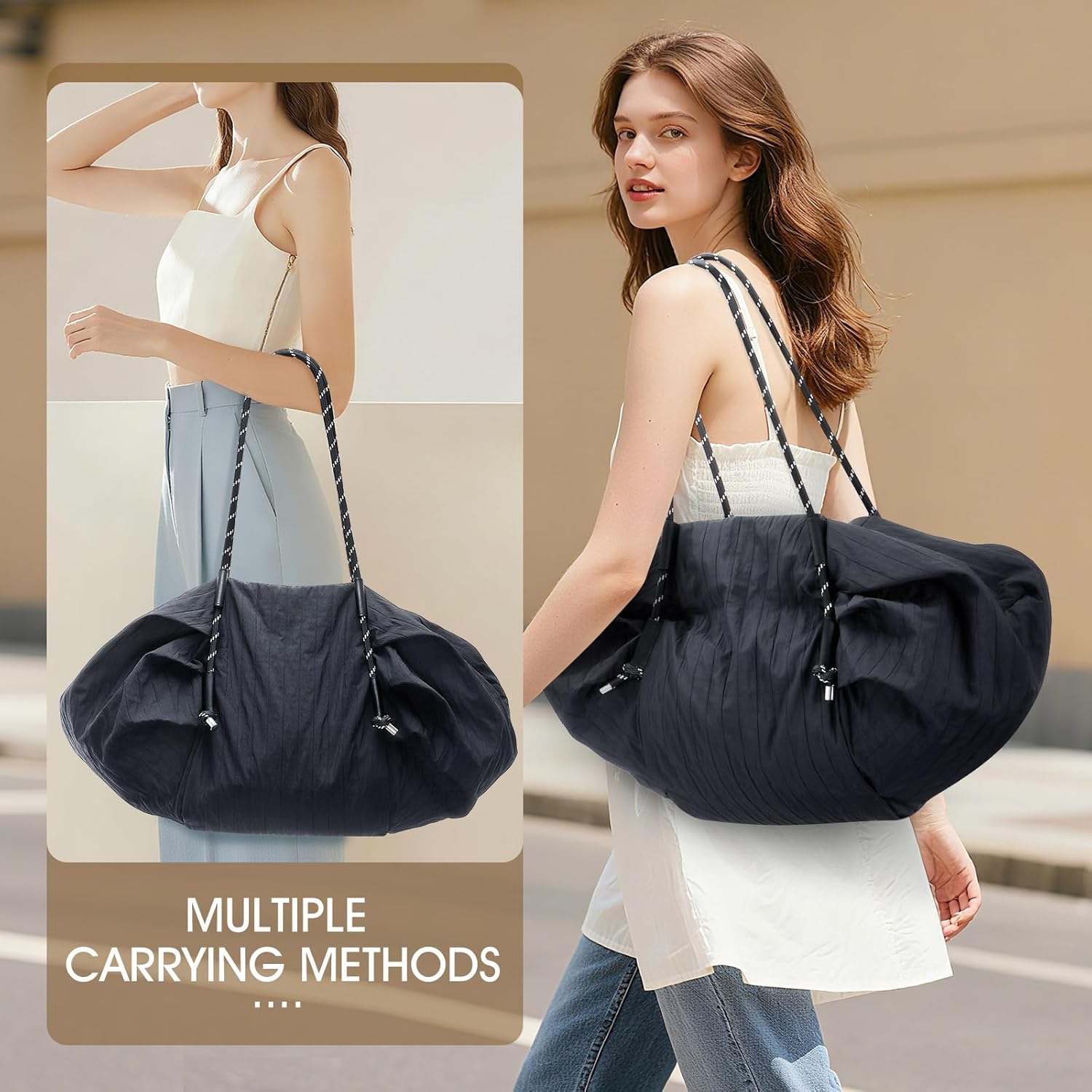 Puffy Crossbody Shoulder Bag, Travel Duffel Bag, Large Weekender Overnight Bags for Women Girl - Image 2