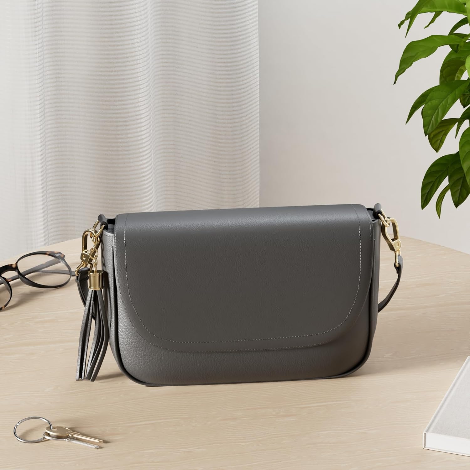 EVVE Small Crossbody Bags for Women Trendy Flap Saddle Purses with Tassel Vegan leather Shoulder bag | Small, Trendy, Flap, Purses, with Tassel, Small - Image 3