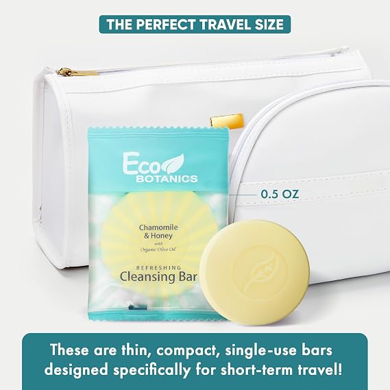 Eco Botanics 100-Count 0.5oz Cleansing Bar Soap, Travel Size Hotel Soap