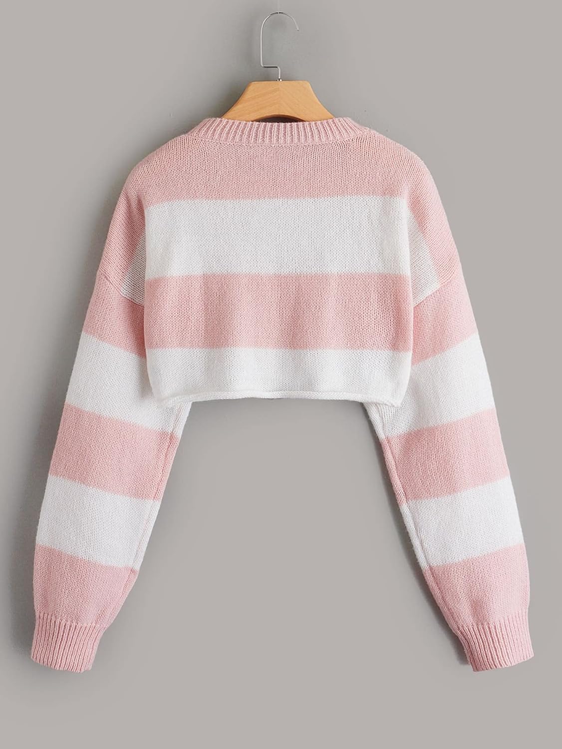 BEDAW Women's Sweater Moon & Striped Pattern Crop Sweater Sweater for Women (Color : Multicolor, Size : Large)