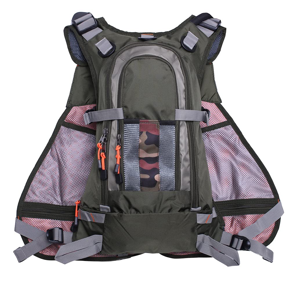 Image secondaire de Gilet de pêche à la mouche réglable et respirant avec ressort rétractable pour homme et femme, FV002, adjuatable size