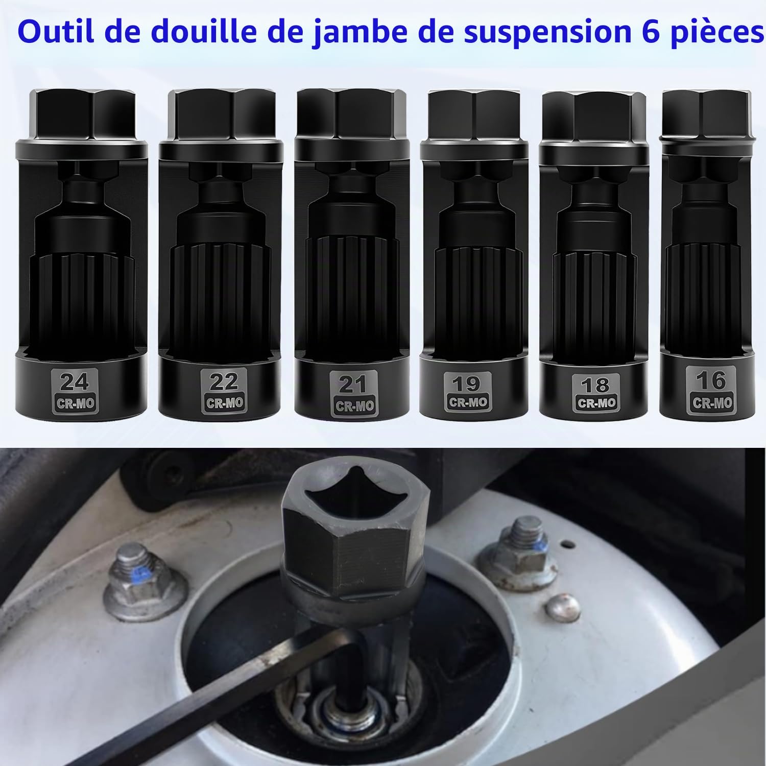 ZKTOOL 6 Pièces Jeu de Douilles pour Écrou de Jambe de Force