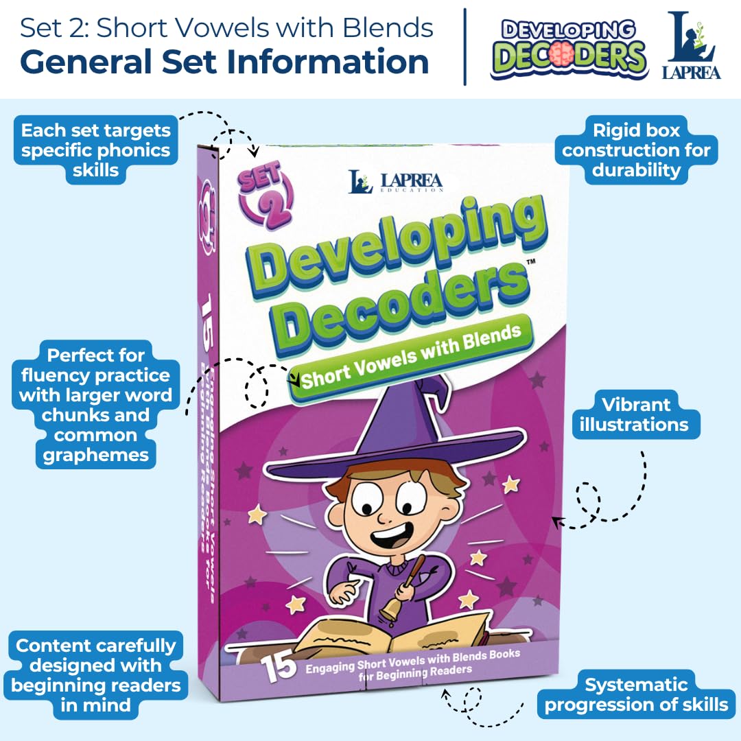 Decodable Readers: 15 Short Vowel Phonics Decodable Books for Beginning Readers Ages 4-7 Developing Decoders (Gray Collection: Set 2)