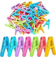 Loadsky 56 Pack Colorful Plastic Clothespins - 2 Inch Mini Clips for Clothesline, Crafts, Baby Clothes, Photos (7 Bright Colors)