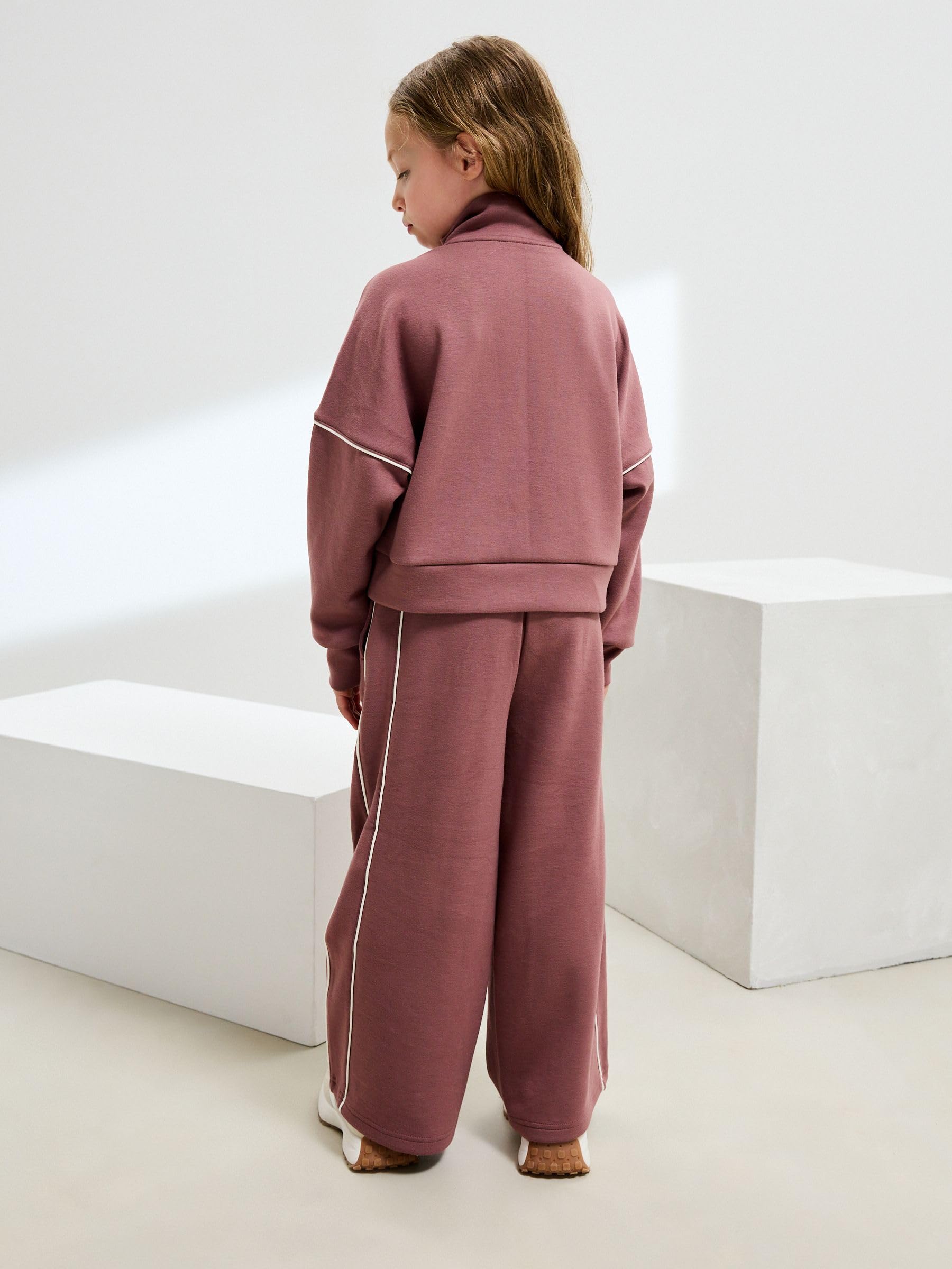 NEXT Fille Ensemble pantalon de jogging large et sweat ras du cou zippé