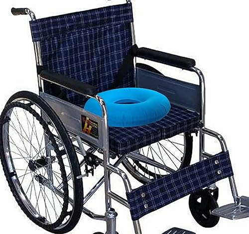 Miniatura 5 de Almohada de dona, cojín inflable para el dolor de coxis, cojín de asiento para hemorroides (15 pulgadas, azul claro, bomba de aire incluida)