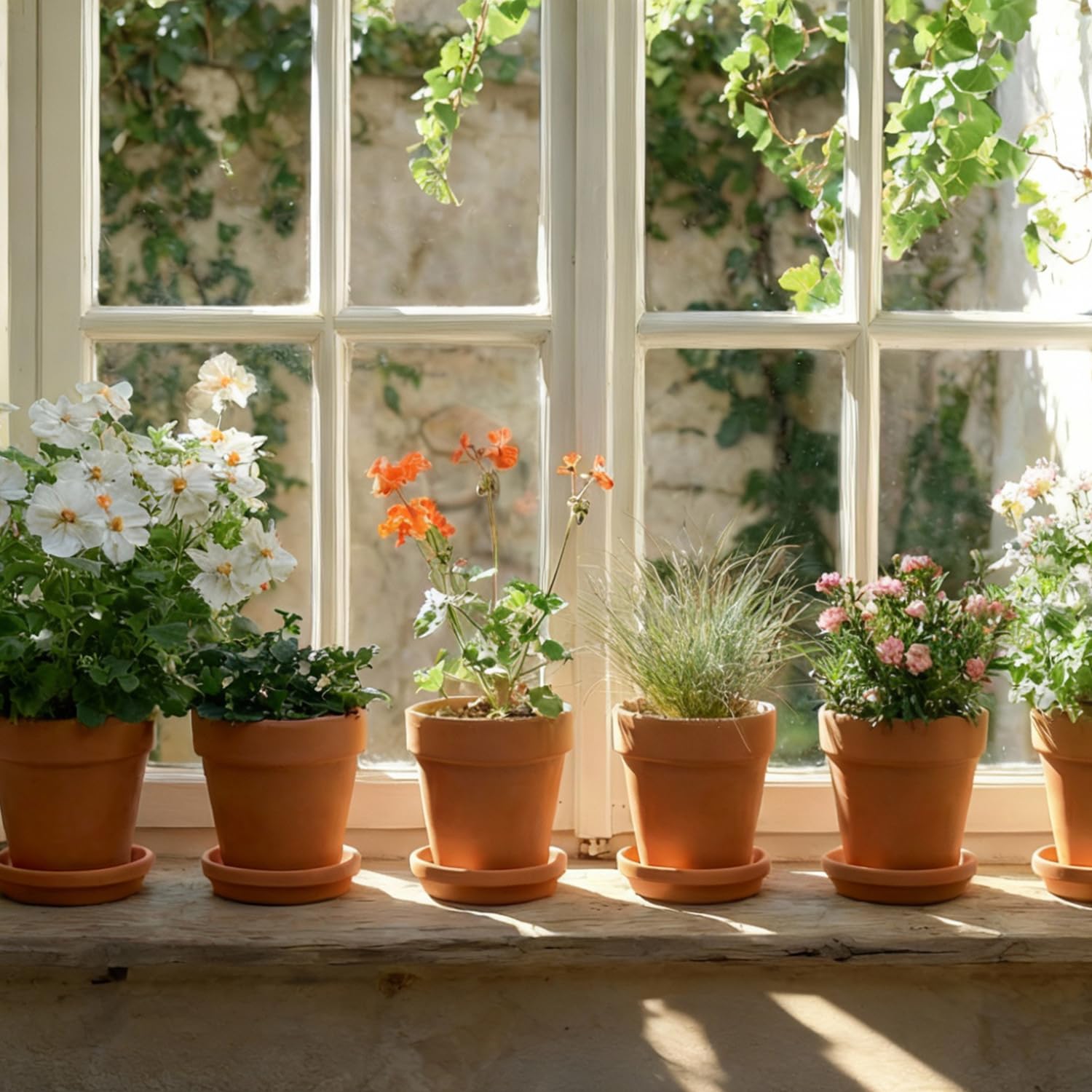 Vasi per piante in terracotta da 10,2 cm, con sottovaso, confezione da 6 | Vasi da fiori in argilla, drenaggio, ideali per piante, artigianato, bomboniere