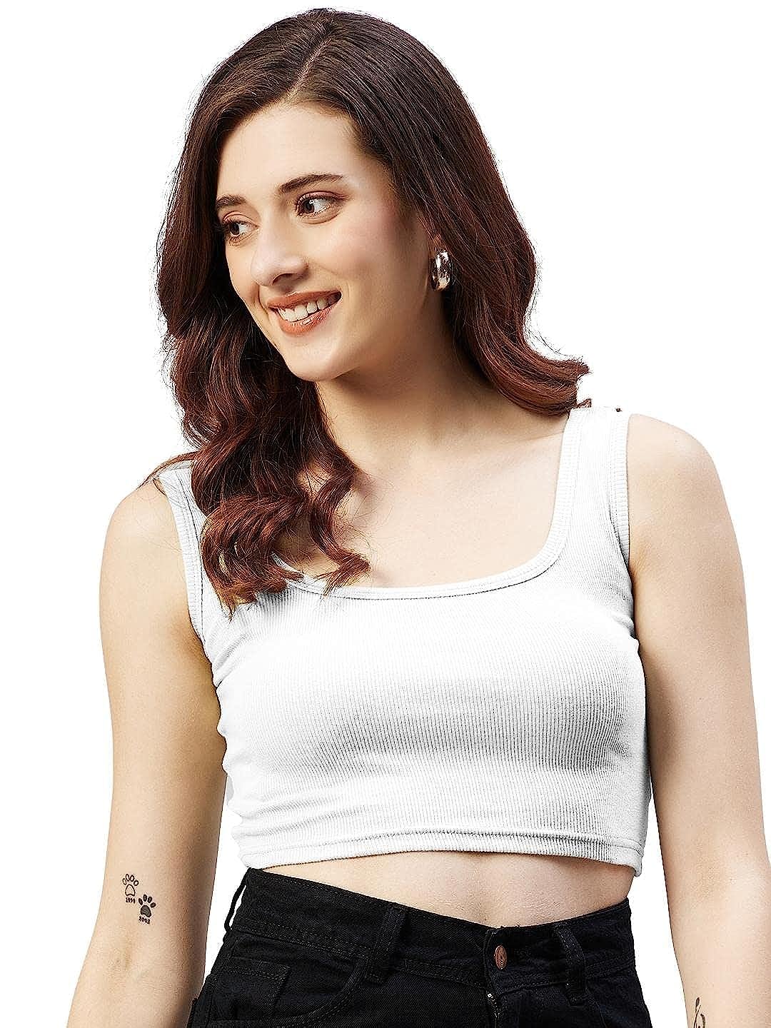 MIXFIT Women's Cotton Rib Strechable Tank Tops/Crop Tops-picture-54