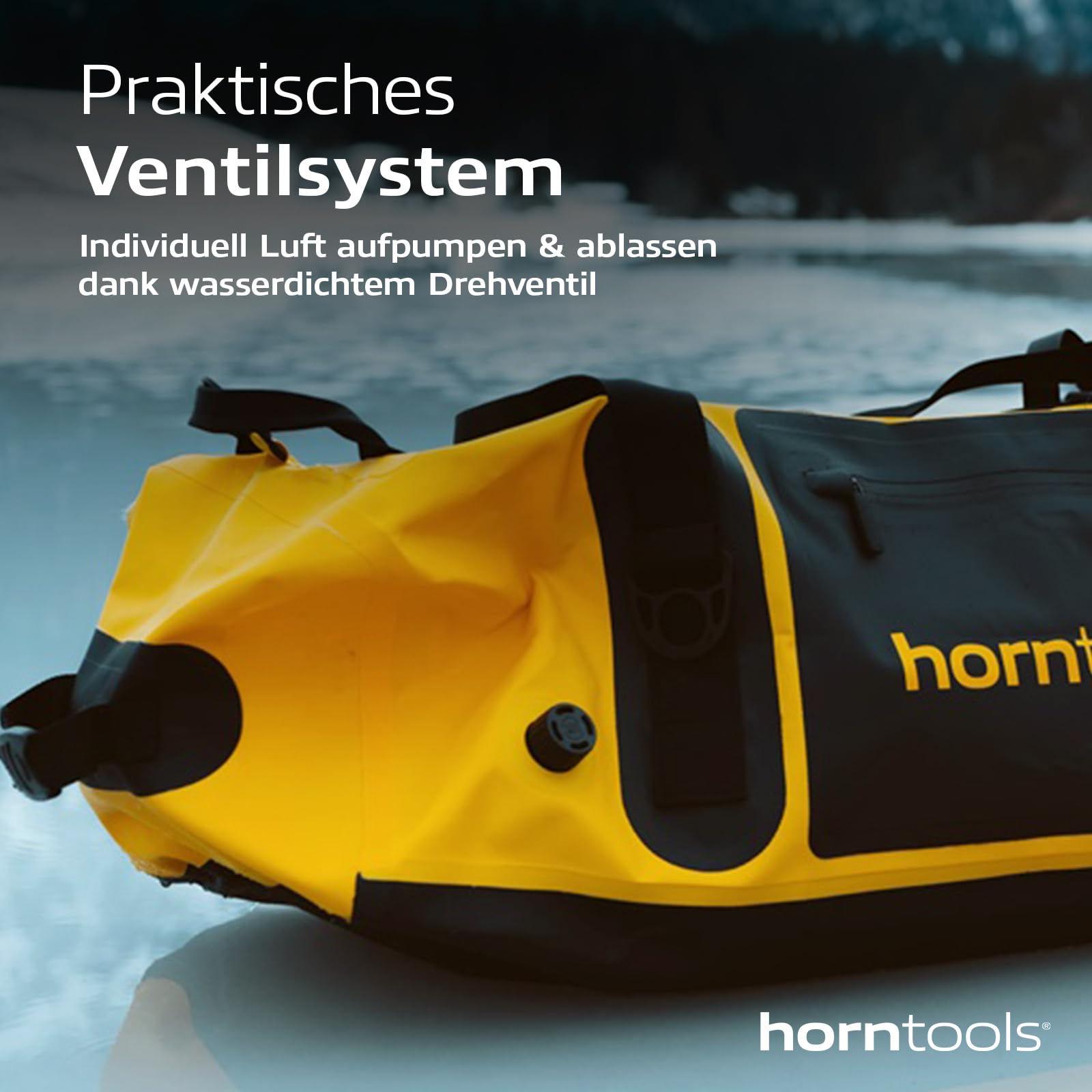 horntools Expedition Tasche - 90l - 100% Wasserdicht - Abnehmbare Tragegurte - Tragbar als Duffle Bag oder Rucksack - Reisetasche, Sporttasche, Motorradtasche - Gelb
