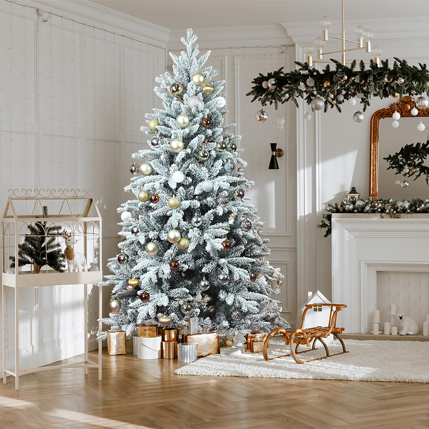 Unlit Artificial Snowflake White Hinged Branch Tips(6FT)