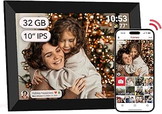 Cornice Digitale Frameo WiFi 32 GB 10,1 Pollici Cornice Digitale Foto 1280 x 800 IPS Touch Screen LCD Cornice Per Foto Con Rotazione Automatica Momenti Istantaneamente Condivisi Tramite l'app Frameo