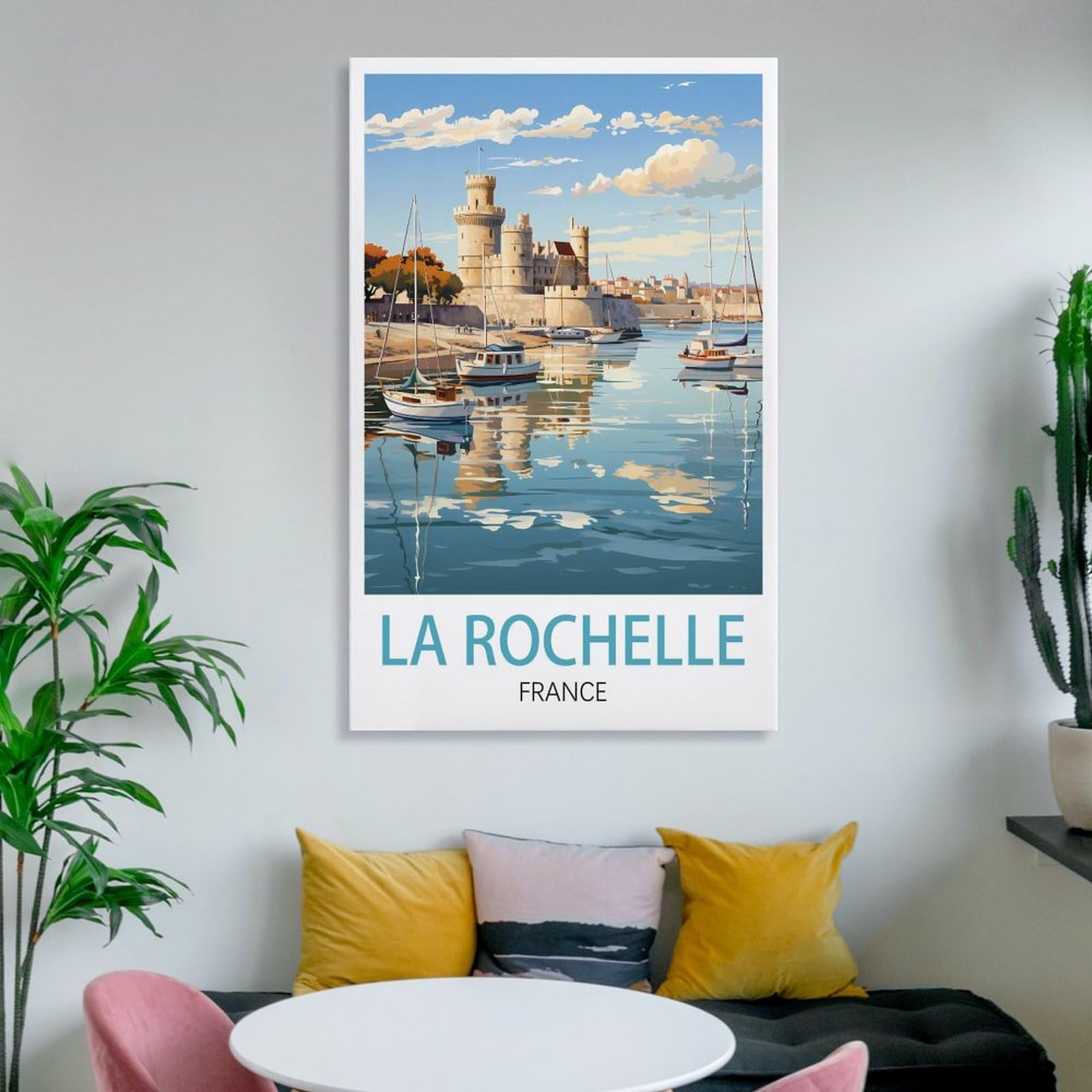 Poster Vintage Sur Toile La Rochelle France - Décoration Murale Moderne 20x30 Cm Pour Chambre Et Salon