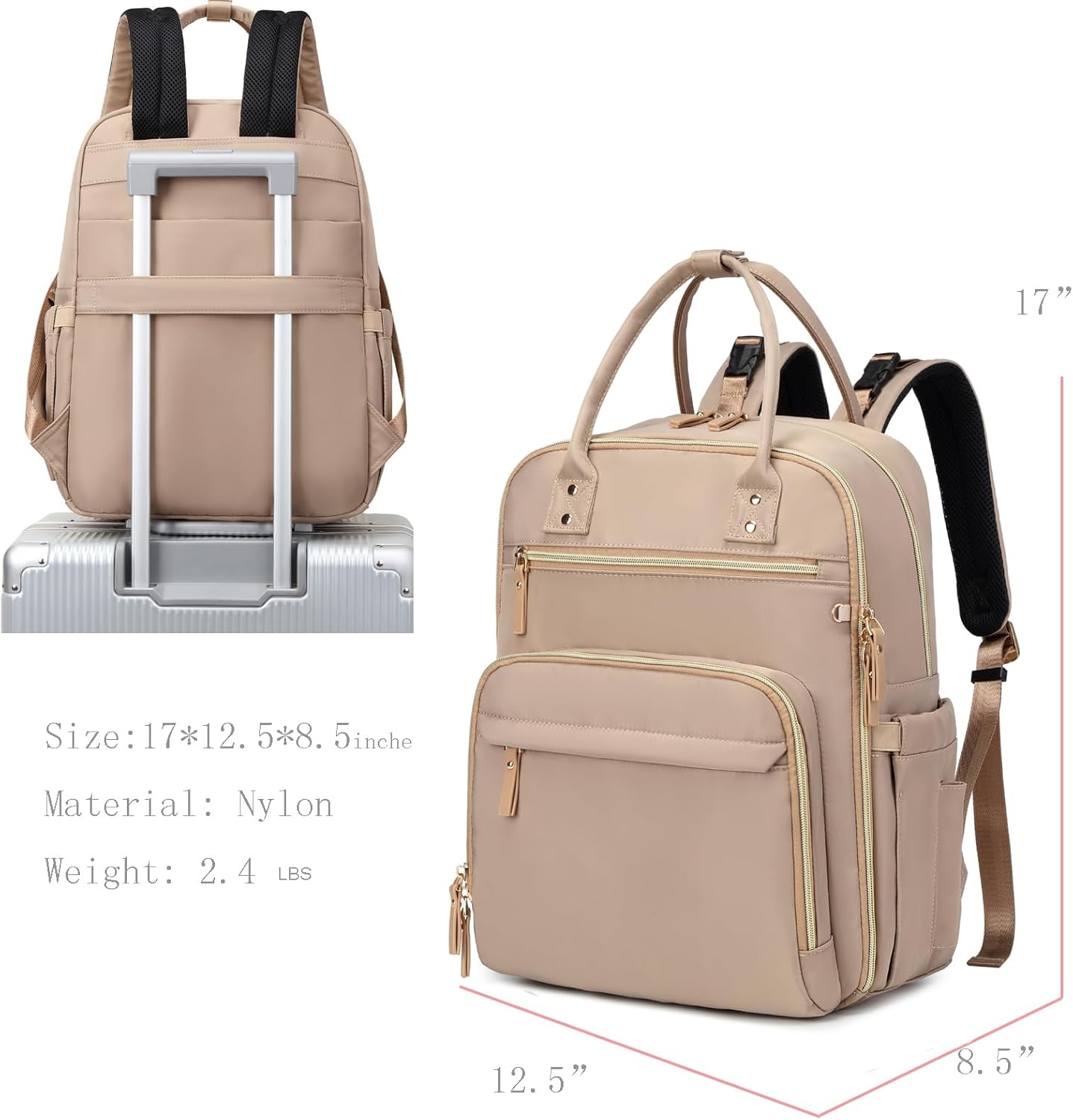 LORADI 18 Pockets Large Diaper Bag Backpack with 4 Insulated Pockets and Stroller Clips, Baby Shower Essentials (Mocha Mousse, Large)