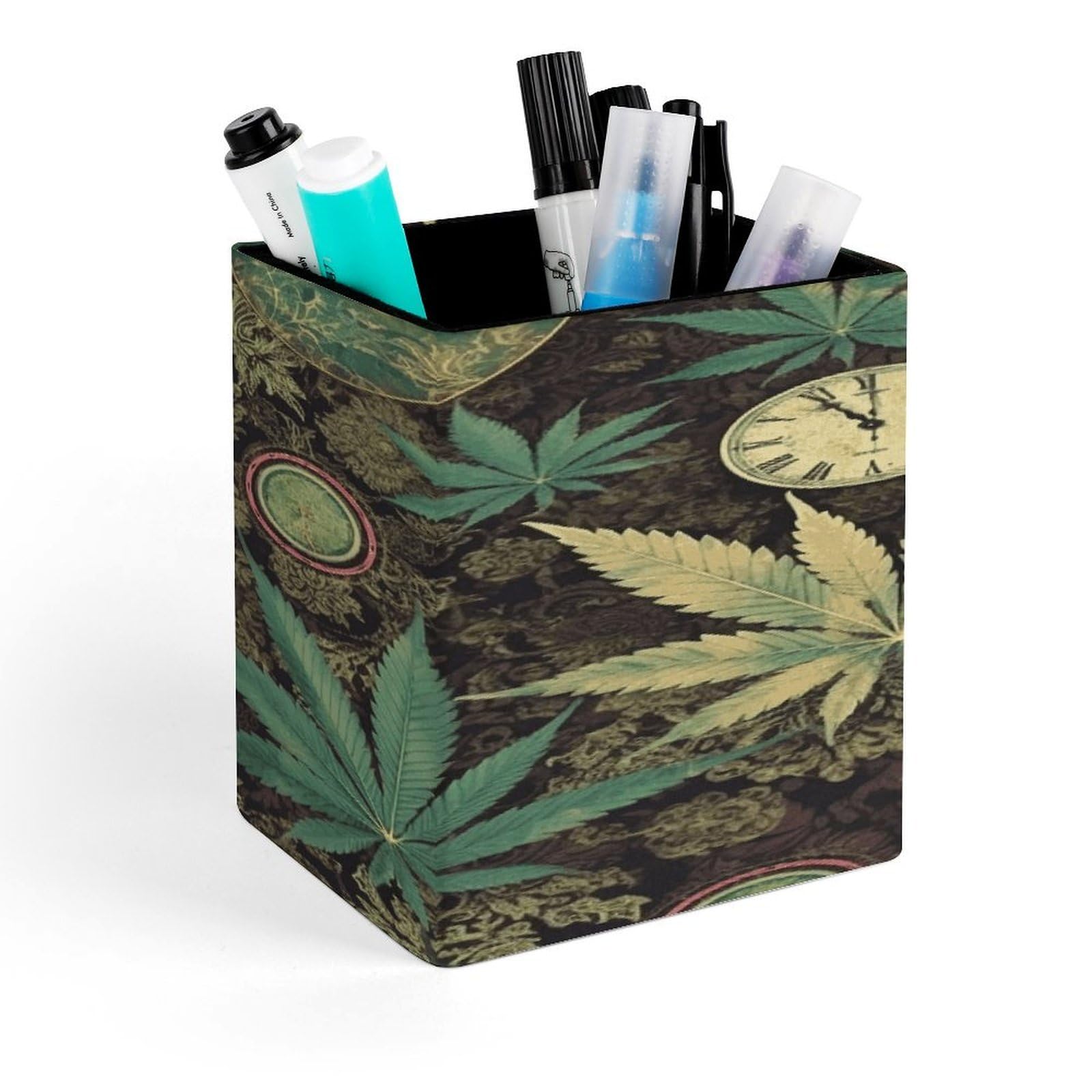 LZQPOEAS A Puff in Time Weed Marijuana Pen Holder Modern Design Desktop Stationery Organizer Simple&Modern Minimalist Makeup Organizer Multi-Functional Pencil Holder for Office Home