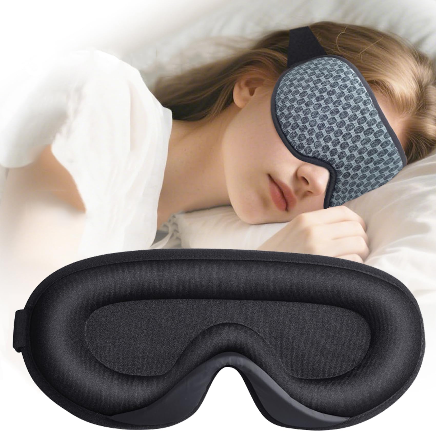 100% Blackout Sleep Mask for Women & Men, Soft and Comfortable Eye Mask for Sleeping, Eye ...