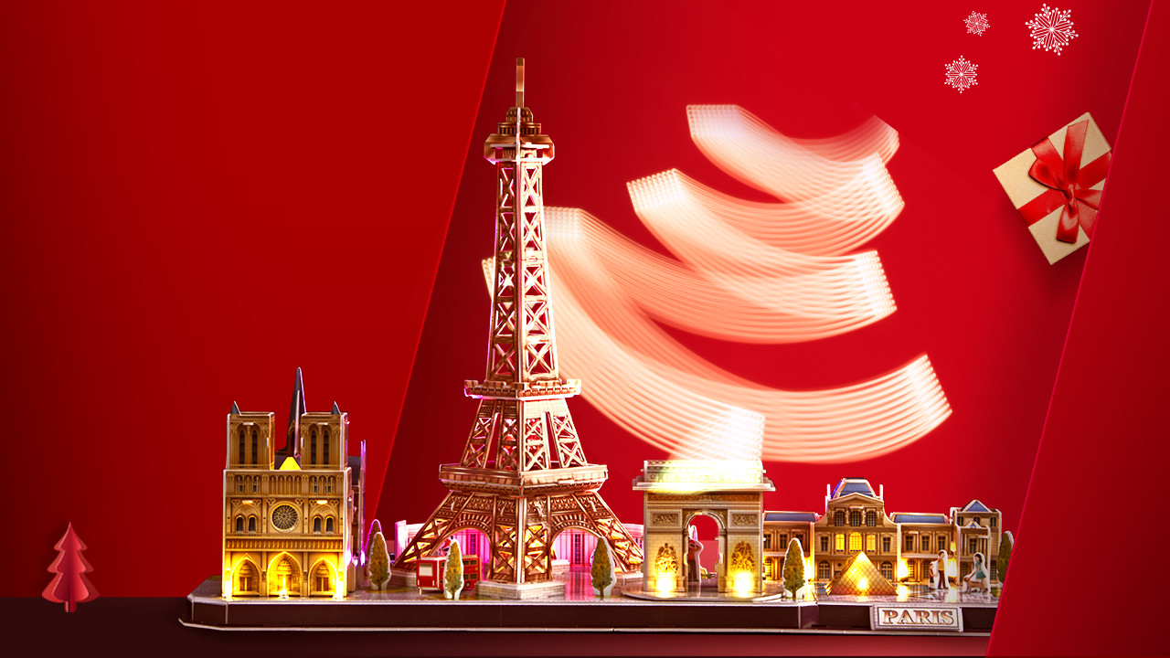 PARISPARISCUBE LITEα Amazon.com: CubicFun 3D Puzzle LED Paris Cityline, 115